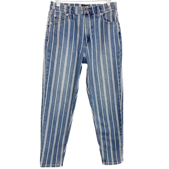 Gap High Rise Striped Mom Denim Straight Leg Jean, Blue‎ - Size 4 - Picture 4 of 12